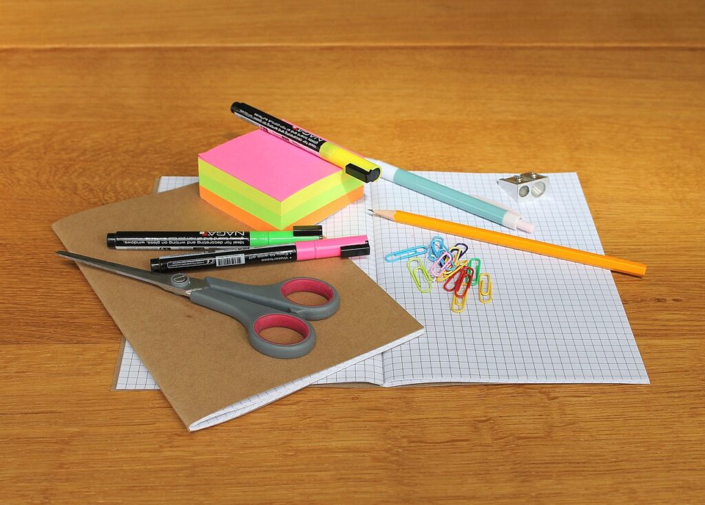 desk, writing utensils, writing articles, office, school start, pen, paper, scissors, pencil, notebook, booklet, writing articles, scissors, scissors, scissors, scissors, scissors, notebook, booklet