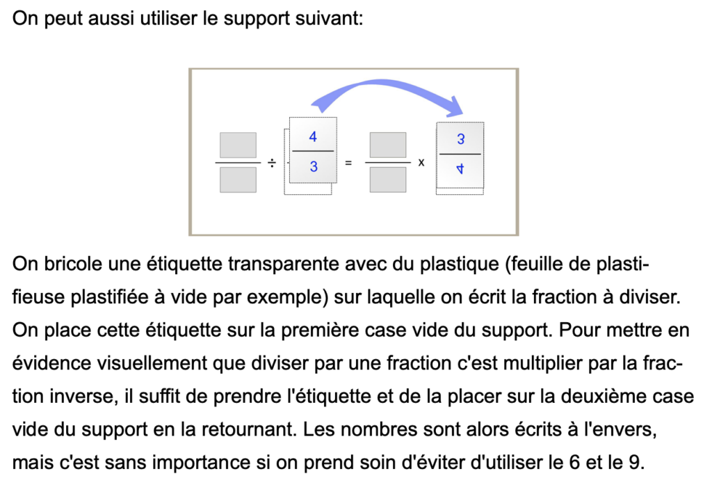 Outils élèves exemple utilisation papier transparent divisionsfractions